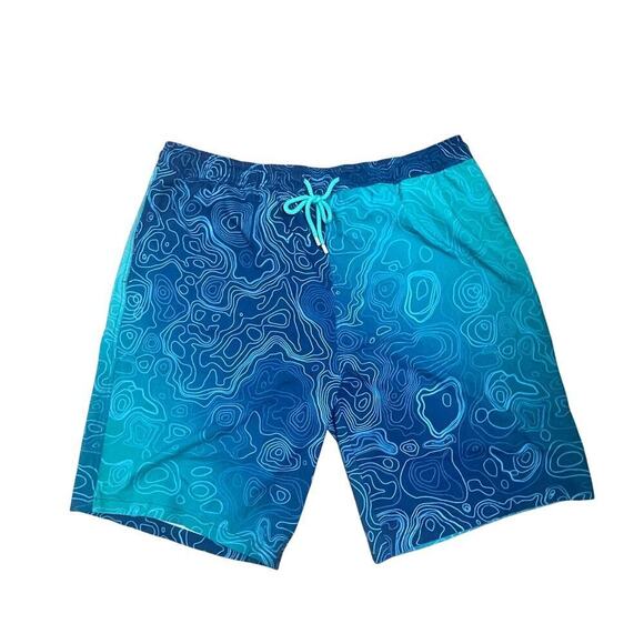 Capelle Swim Trunks Shorts Men Size 3XL Blue Multi Pockets Inner Lining Pull On - Picture 1 of 7